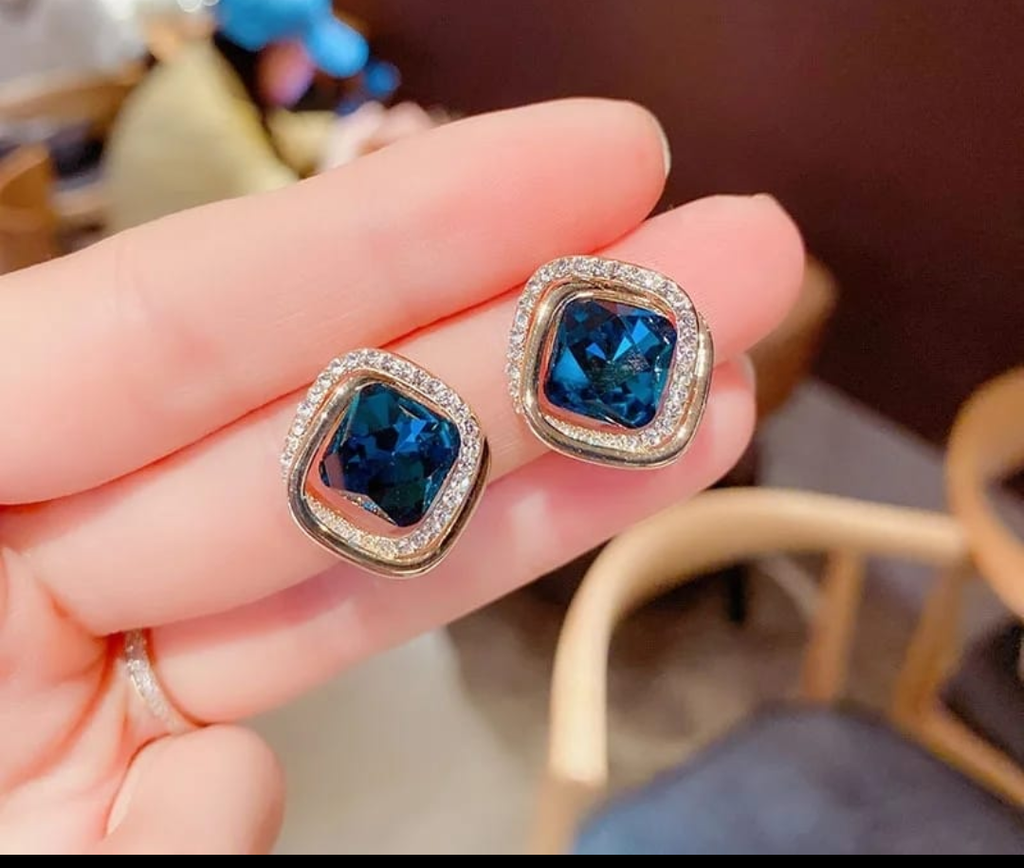Royal Sapphire Halo Stud Earrings