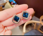 Royal Sapphire Halo Stud Earrings