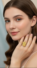 Golden Sculpted Statement Ring