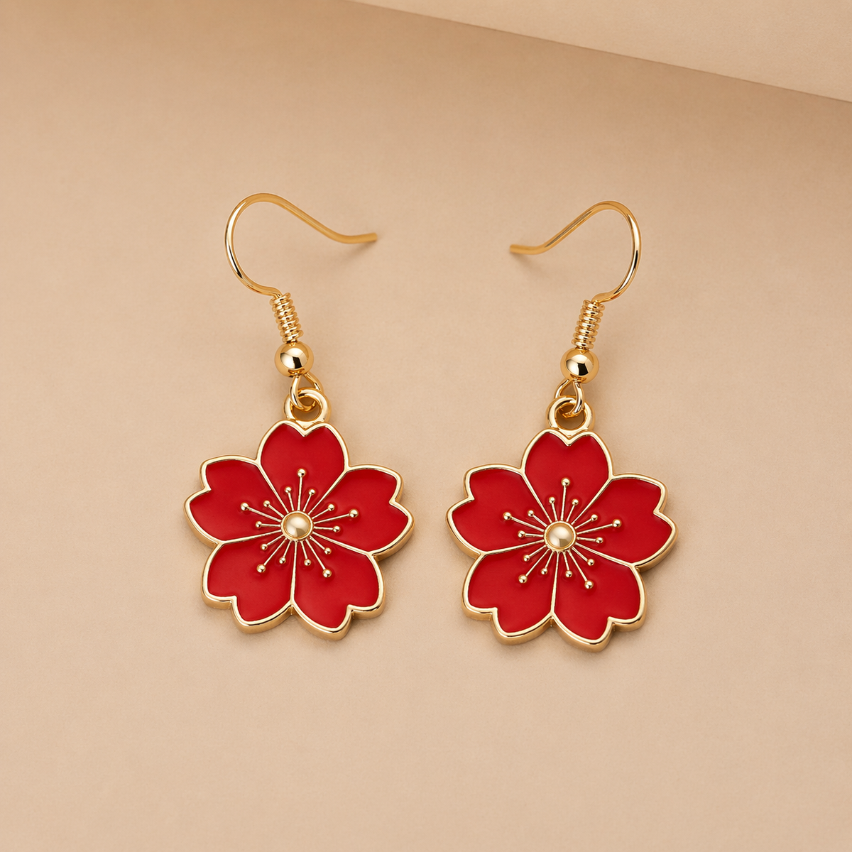 Enamel Flower Drop Earrings