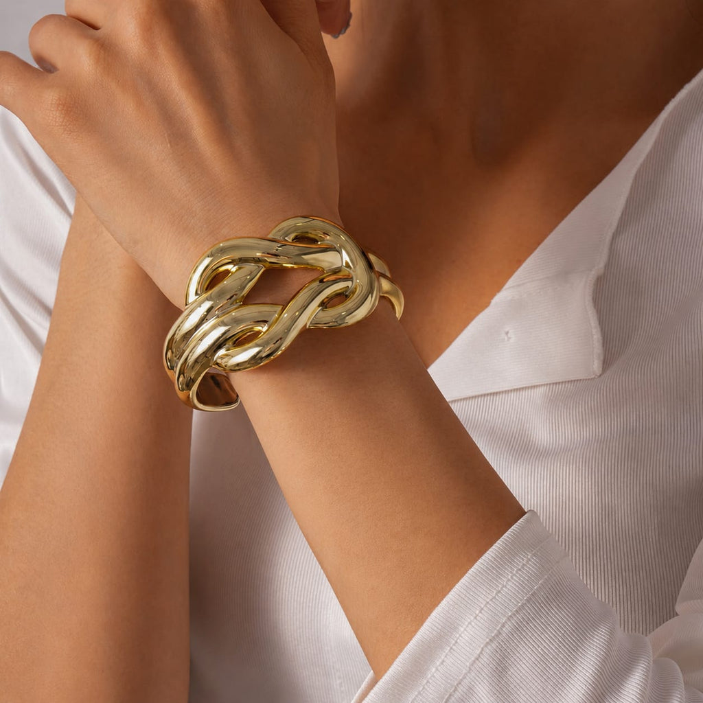 Chunky Gold Link Cuff Bracelet