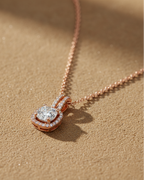 Rose Gold Square Halo Necklace