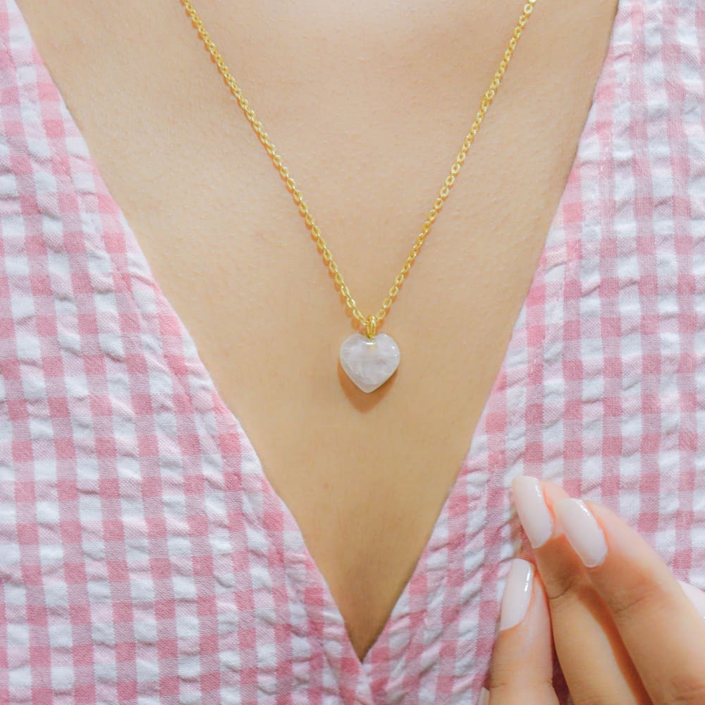 Rose Quartz Stone Pendant with Chain