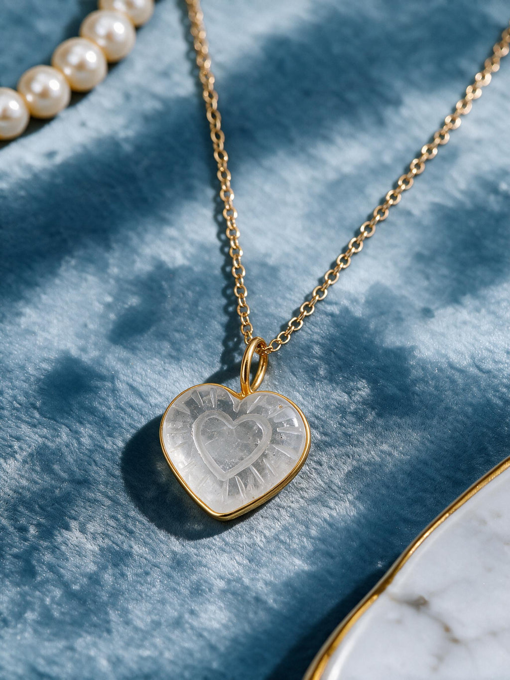 Gemstone Heart Carved Bezel Set Pendant