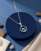 Azure Dolphin Wave Halo Necklace