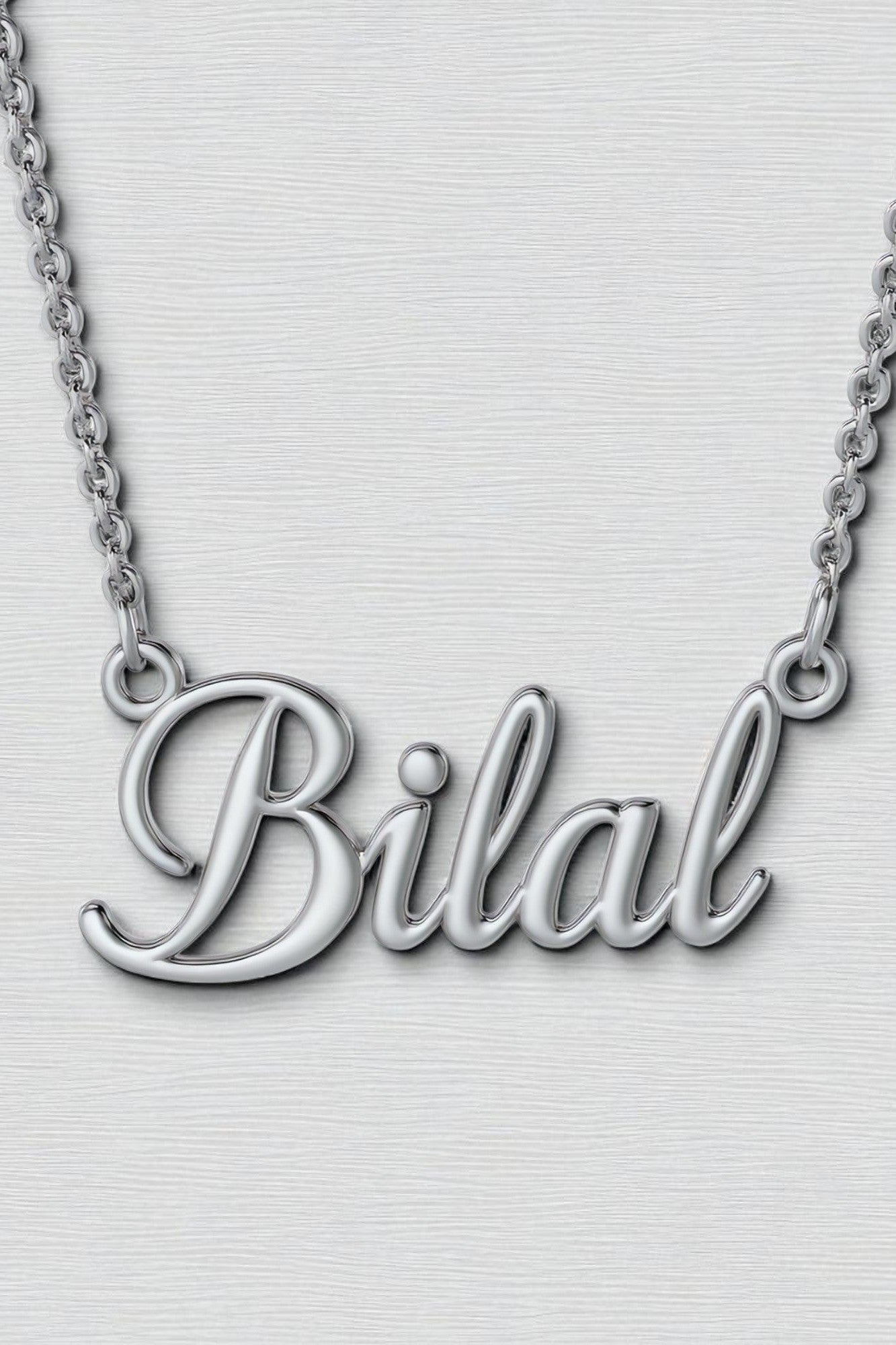 OMID, Personalized Silver-Plated "Name" Necklace – Custom Script Font Jewelry for Men & Women