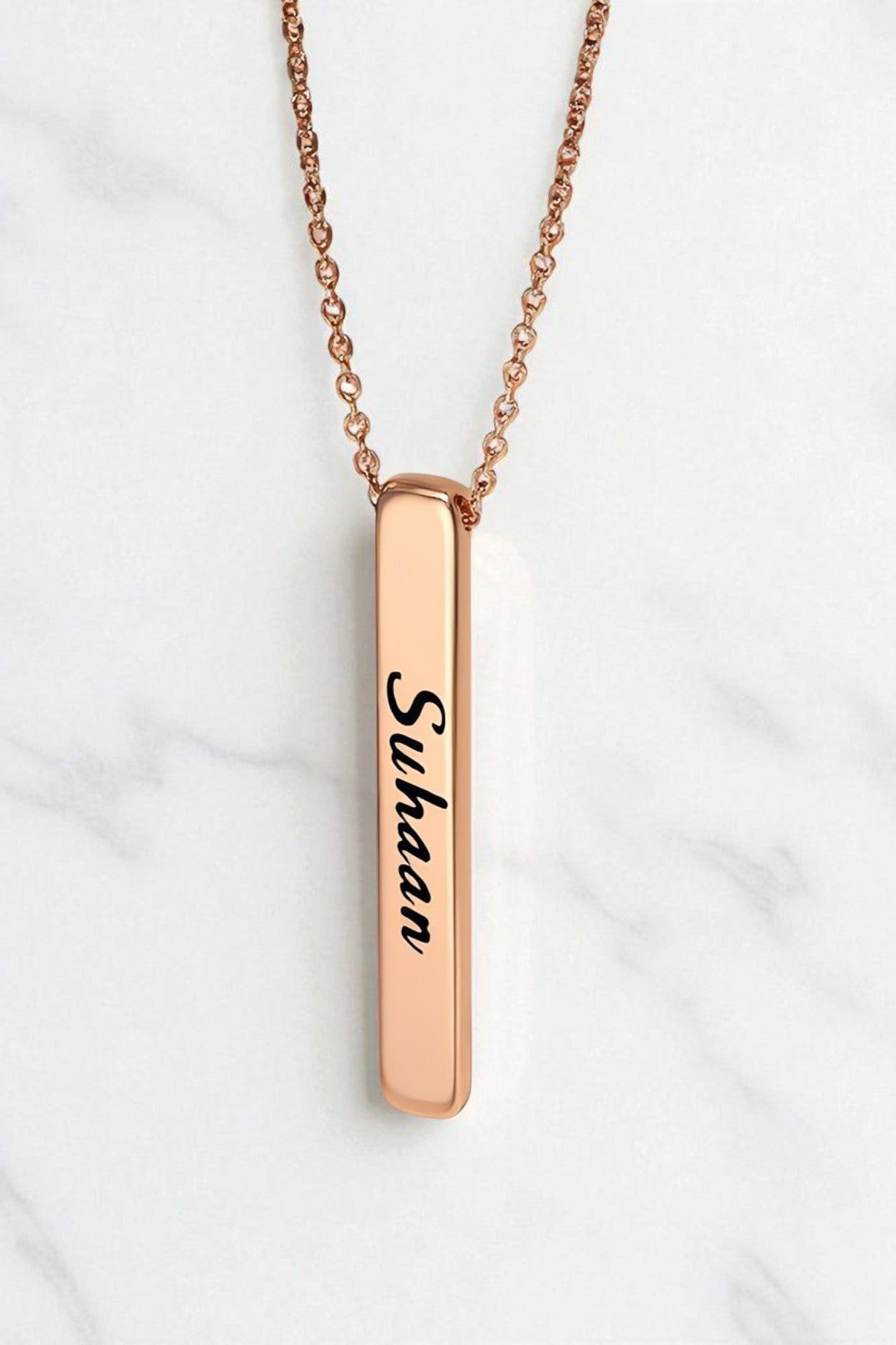 OMID, Personalized Pendant Rose Gold-Plated "Name" Necklace – Custom Script Font Jewelry for Men & Women