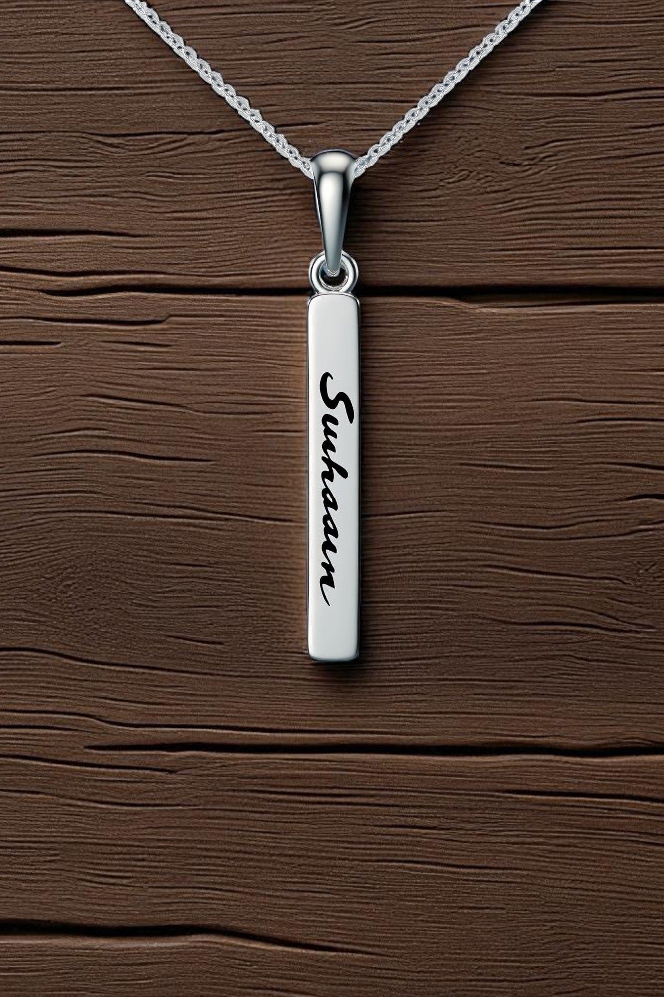 OMID, Personalized Pendant Silver-Plated "Name" Necklace – Custom Script Font Jewelry for Men & Women