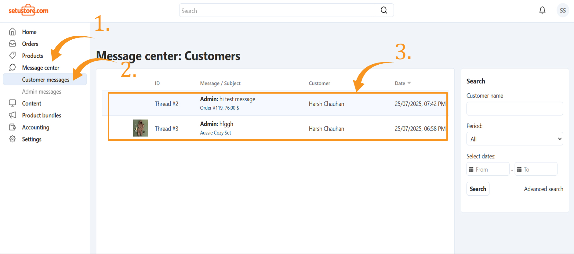 Setu Store website homepage featuring a clean modern design with product categories and search functionality