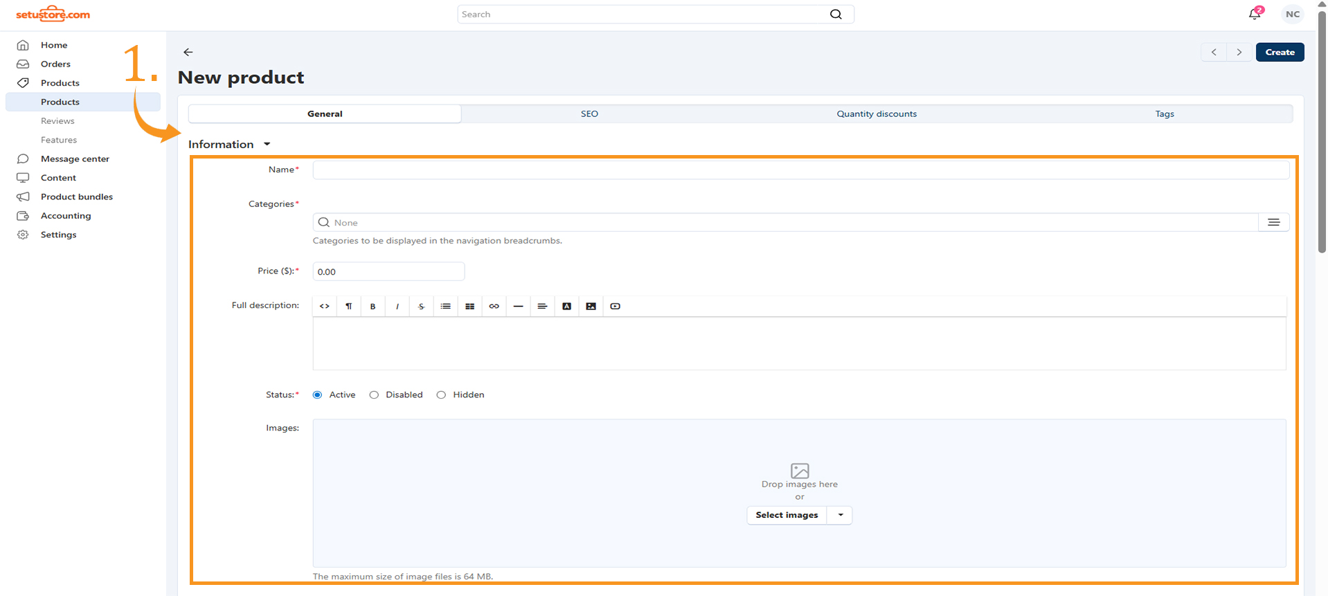 Setu Store vendor admin dashboard showing analytics, orders, and product management options
