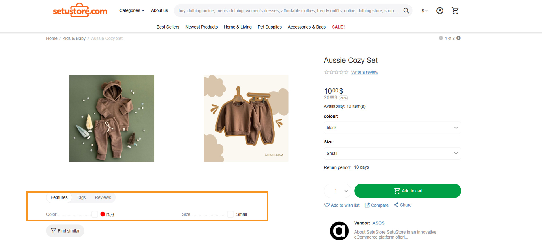 Setu Store vendor admin dashboard showing analytics, orders, and product management options