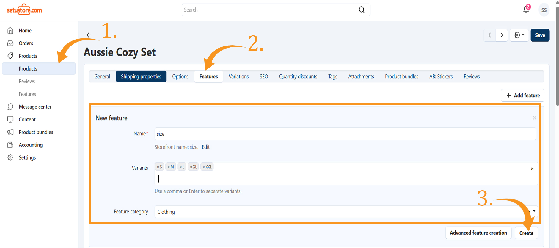 Setu Store vendor admin dashboard showing analytics, orders, and product management options