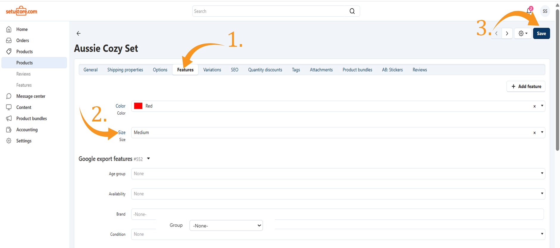 Setu Store vendor admin dashboard showing analytics, orders, and product management options