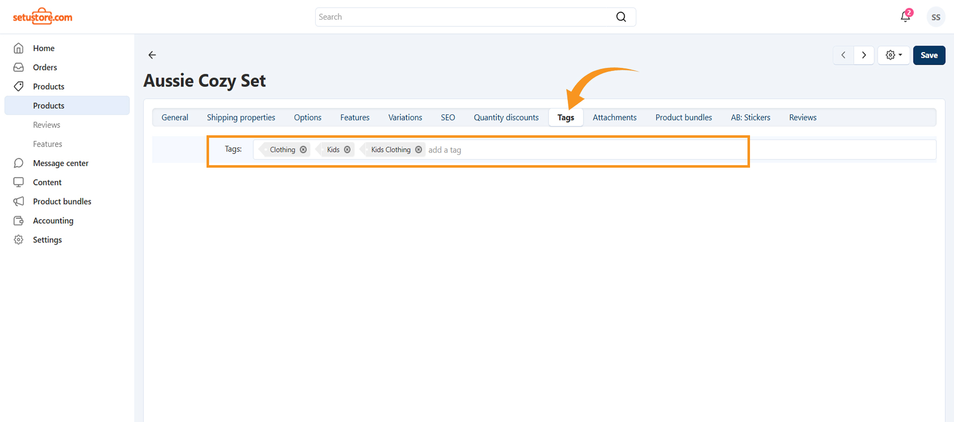 Setu Store vendor admin dashboard showing analytics, orders, and product management options